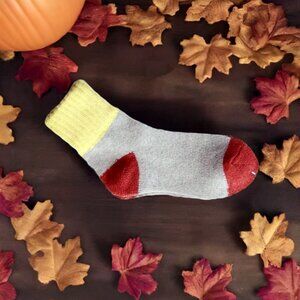 Chelsea Womens Colorblock Crew Socks Gray with Brown and Yellow Gift Packaged